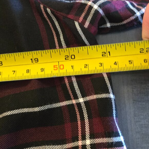 Black plaid flannel shirt with frills L (8-10) - Picture 6 of 8